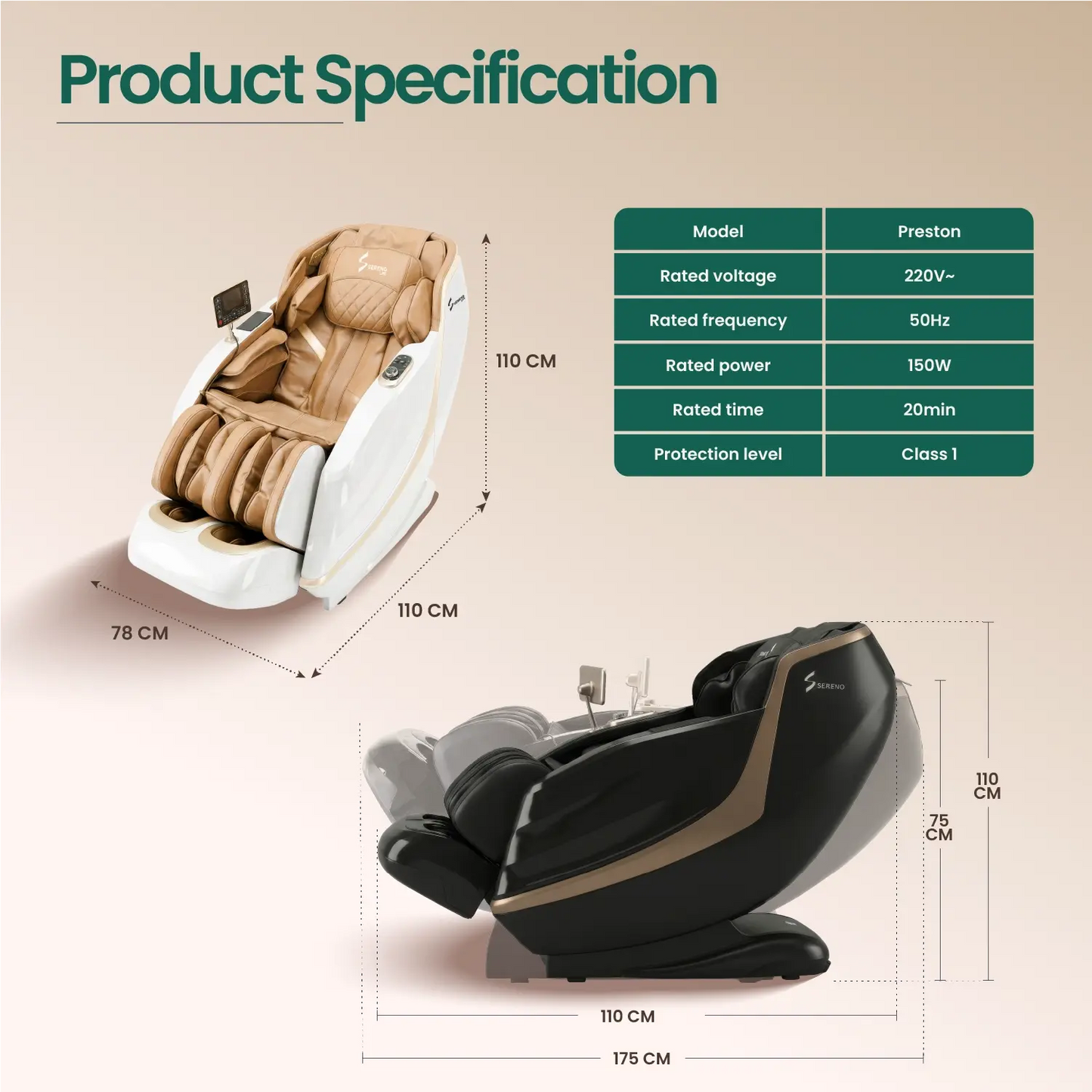 Sereno Life Preston 4D Luxury Massage Chair
